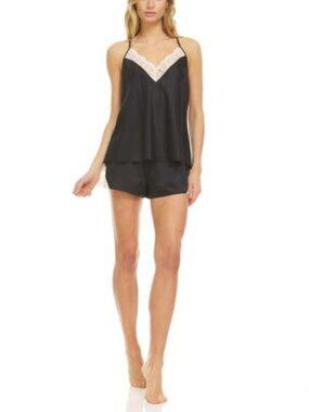 #2373 Flora by Flora Nikrooz Kit Heart Lace Cami & Tap Shorts Pajama Set-Black
